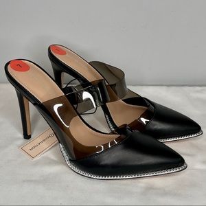 BCBGeneration High Heel Mules Black with Silver Accents Size 7